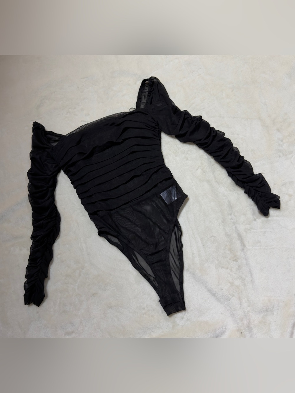 Princess Polly Black Ruched Long Sleeve One Piece